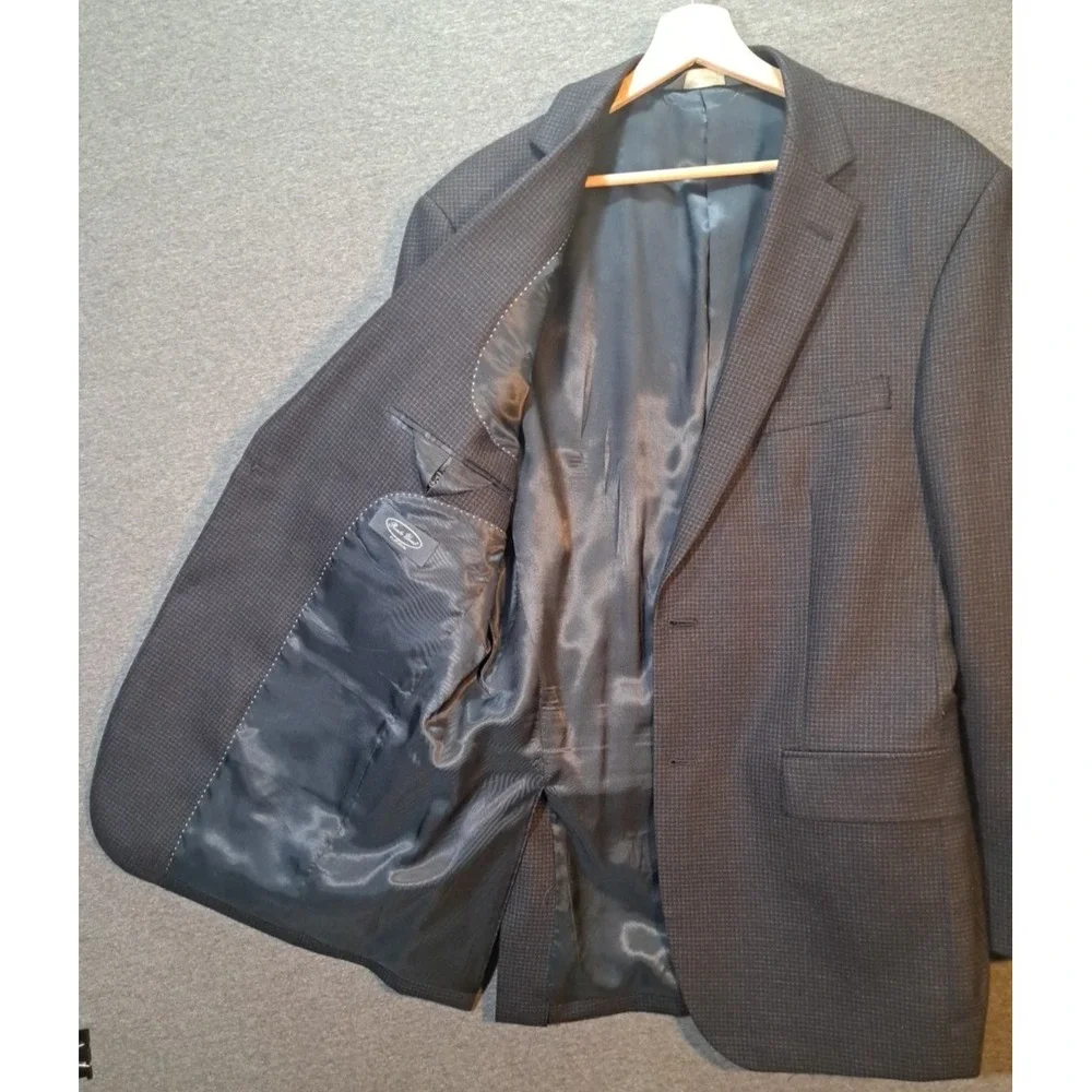 Pronto Uomo Platinum Mens Charcoal Grey‎ Micro Check Two Button Blazer Jacket